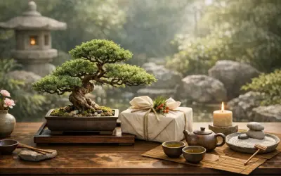 Un ficus ginseng, symbole de force et de longévité, est présenté dans un décor zen. Le ficus ginseng signification spirituelle évoque la patience et la croissance intérieure.