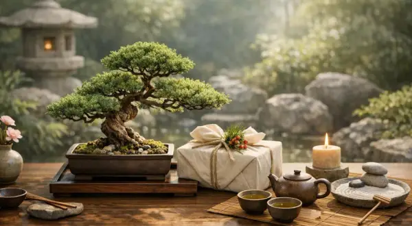 Un ficus ginseng, symbole de force et de longévité, est présenté dans un décor zen. Le ficus ginseng signification spirituelle évoque la patience et la croissance intérieure.