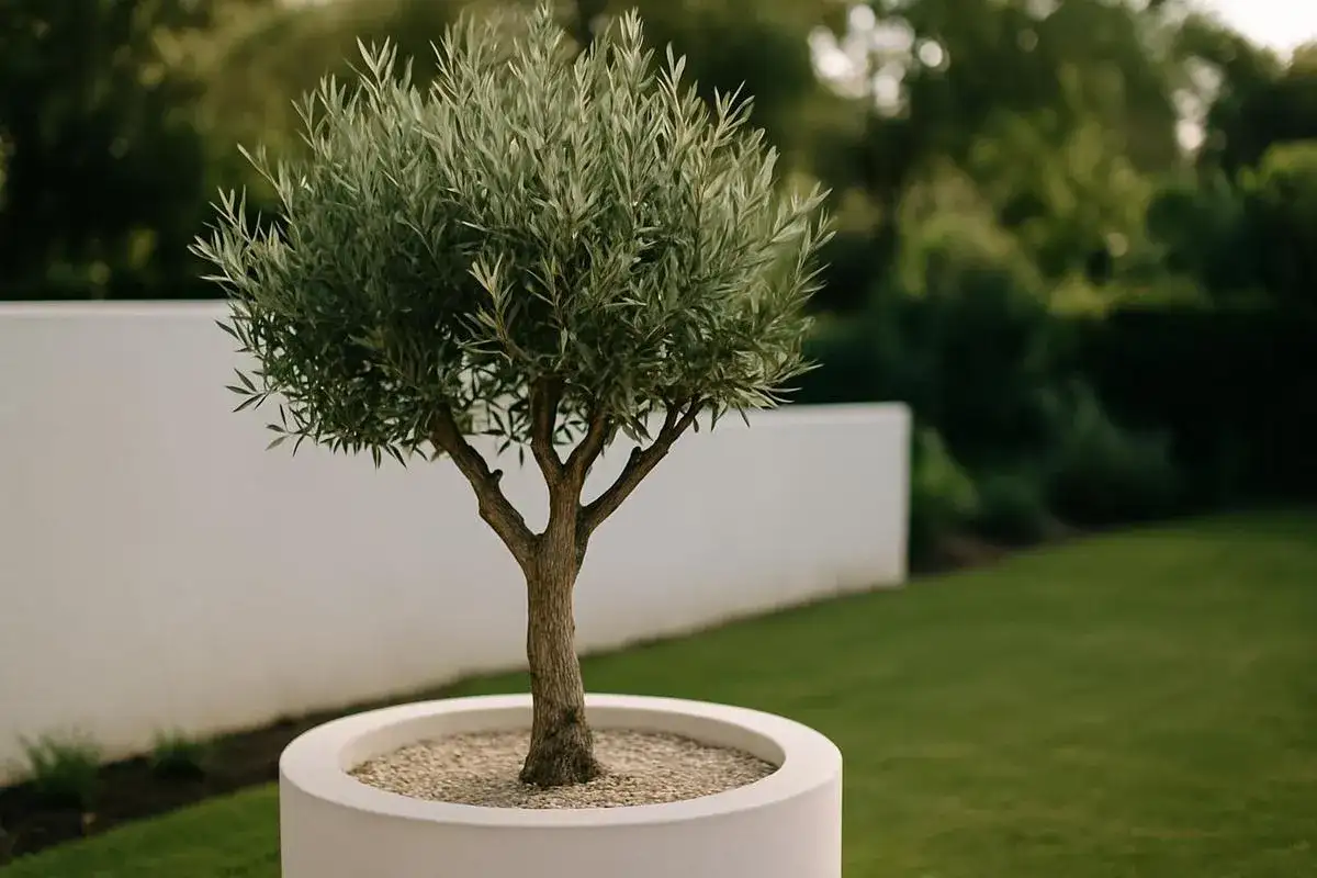 Décoration au pied d’un olivier réussie sans étouffer l’arbre